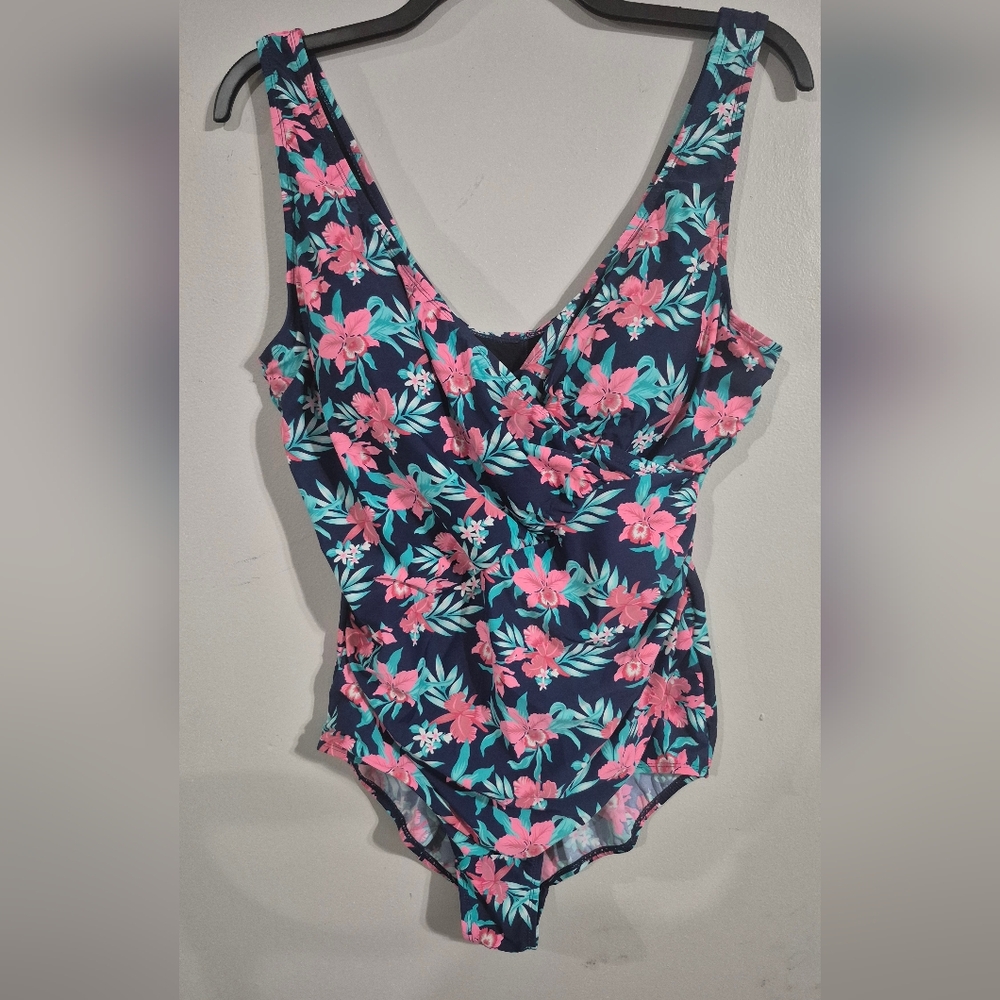 ACTIVE CONTROL TECHNOLOGY Floral One-Piece Swimsuit SIZE 20W